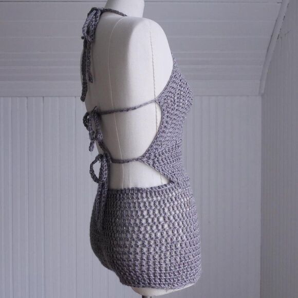 Hello! Silver‎ sparkle crocheted romper - Picture 4 of 8